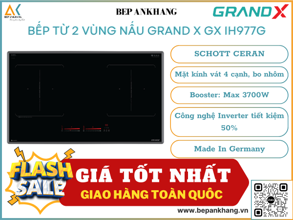 Bếp từ 2 vùng nấu Grand X GX IH977G - Made In Germany